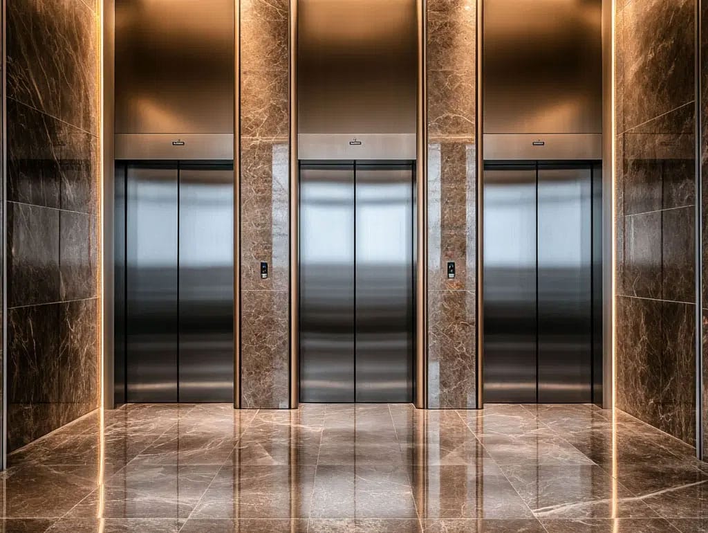 traction lift in the commercial building ลิฟท์ระบบสลิงในสำนักงาน