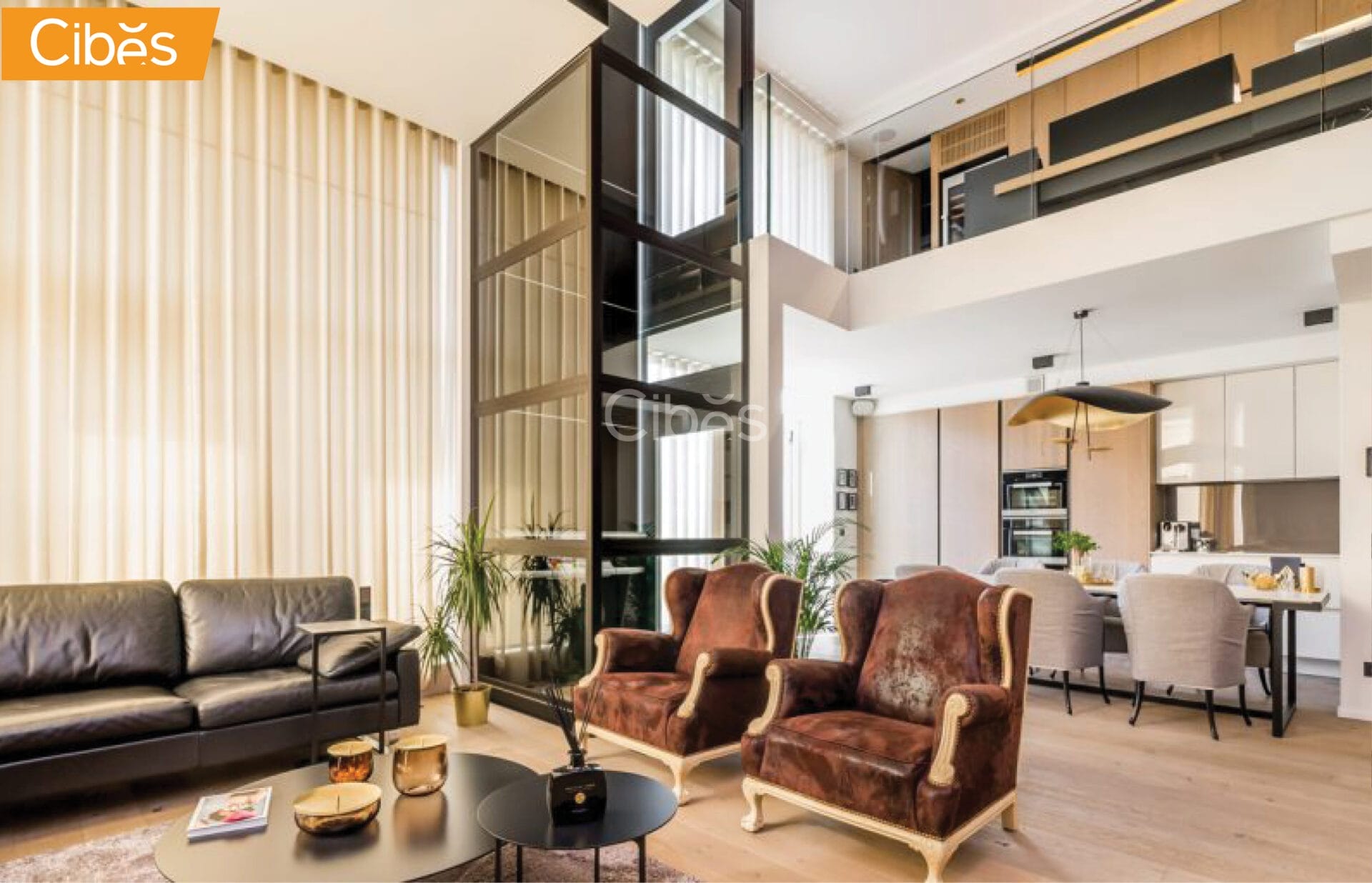 ลิฟท์บ้านรุ่น Classic สีดำ ติดตั้งที่ Penthouse ไม่ต้องขุดบ่อลิฟท์ และไม่มีห้องเครื่องจึงประหยัดพื้นที่ ไม่กระทบโครงสร้าง ผสมผสานกับดีไซน์ Penthouse ได้อย่างลงตัว