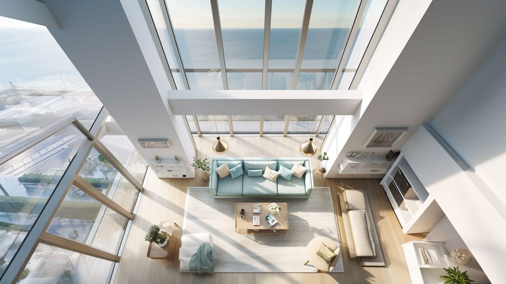 penthouse from top view ห้องแบบ Penthouse เพดานสูง กว้าง วิวสวย การตกแต่งระดับพรีเมี่ยม