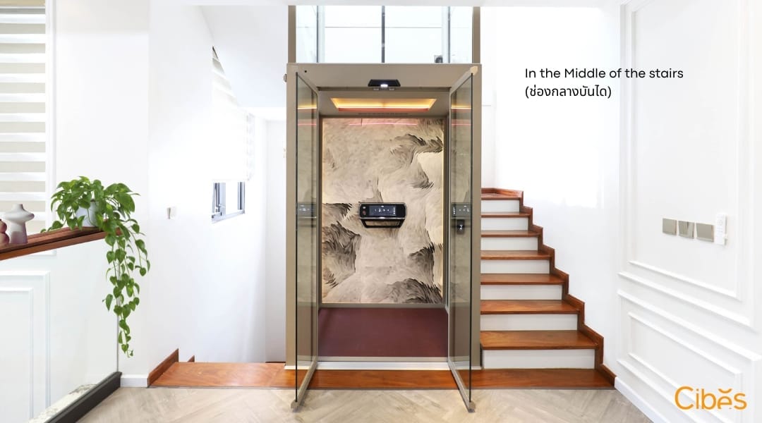 Where Can I Make Space for a Home Lift We offer for install in the middle of the stairs location, it is very popular.