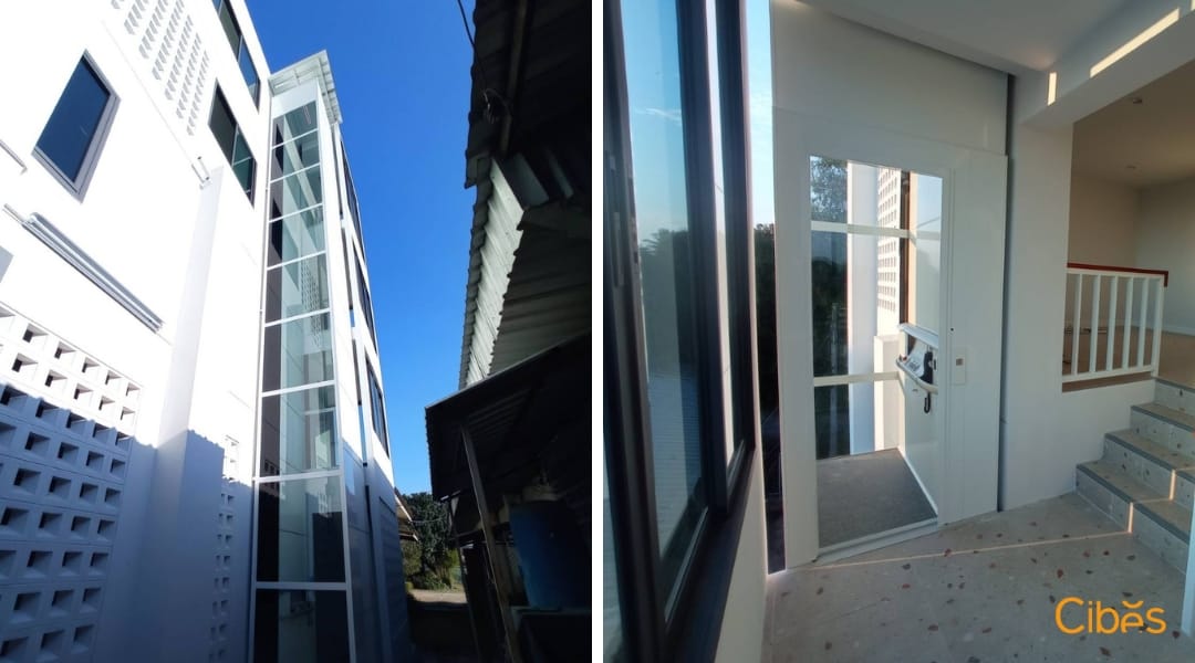 cibes Classic ลิฟท์ภายนอก 3 ชั้น Example Case | Customer’s Chiang Mai - Internal and External Home lift