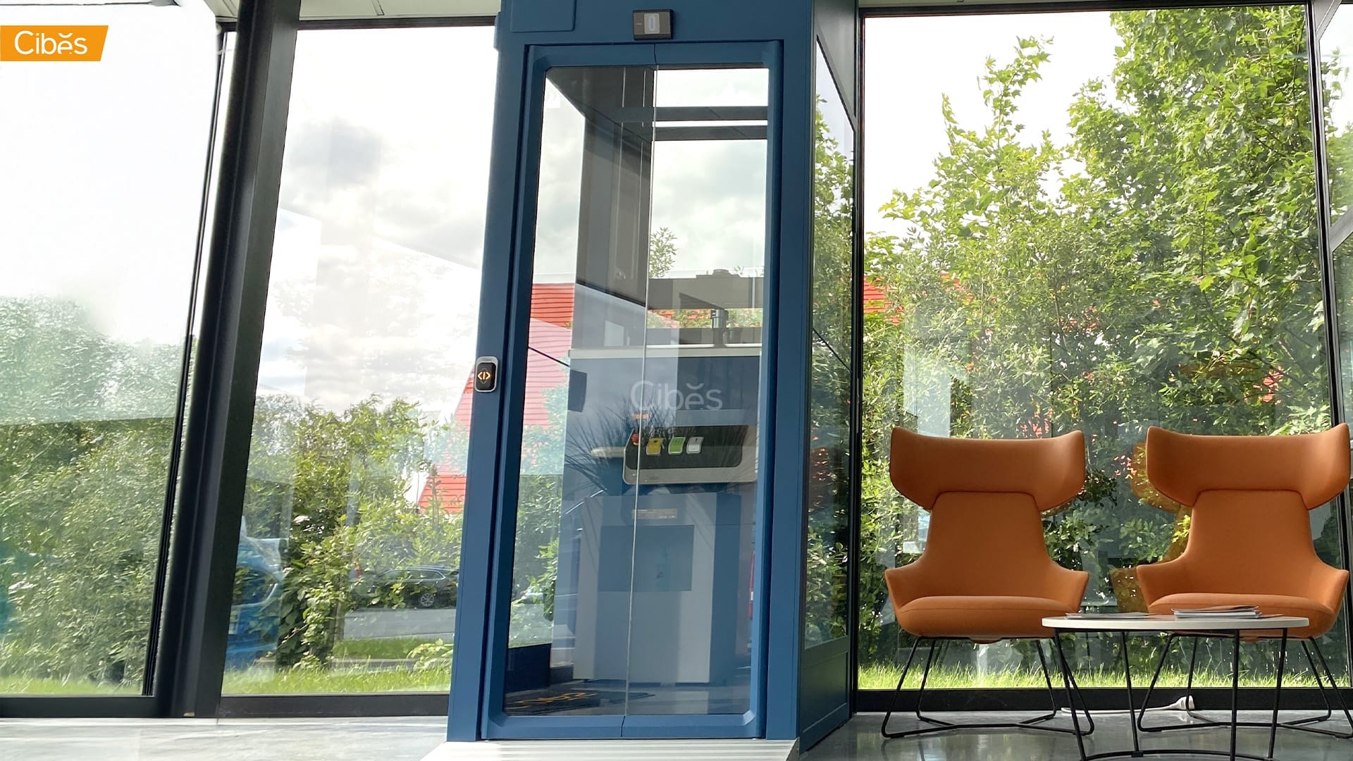 Cibes Cloud Plus home elevator Azure Blue 1 Cibes Cloud Plus ลิฟท์บ้าน 2 ชั้น สี Azure Blue (ขนาด 1125 x 950 )| ภาพตัวอย่างลิฟท์บ้าน