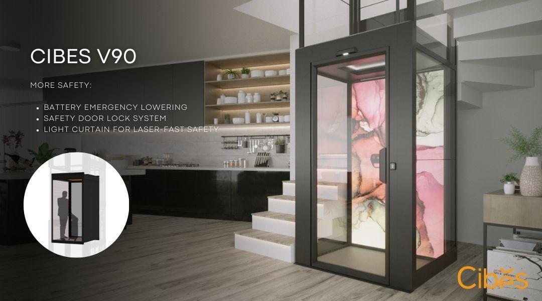 cibes smart lift innovation 03 V90 ลิฟท์ระบบสกรู แบบห้องโดยสาร (Cabin) มีความปลอดภัยอย่างเหนือระดับด้วย Safety Light ที่ทันสมัย