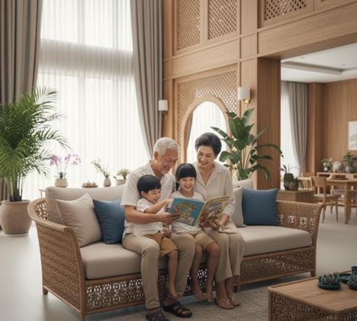 บ้านอบอุ่นของครอบครัวสามเจเนอเรชัน เหมาะกับการติดตั้ง home lift Cibes เพื่อความปลอดภัยและสะดวก