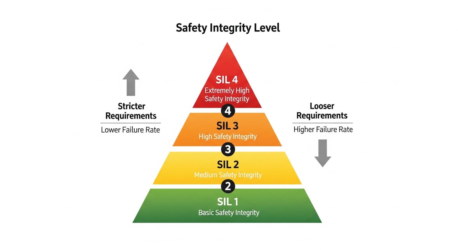 มาตรฐาน SIL แบ่งออกเป็น 4 ระดับ (SIL 1 ถึง SIL 4)